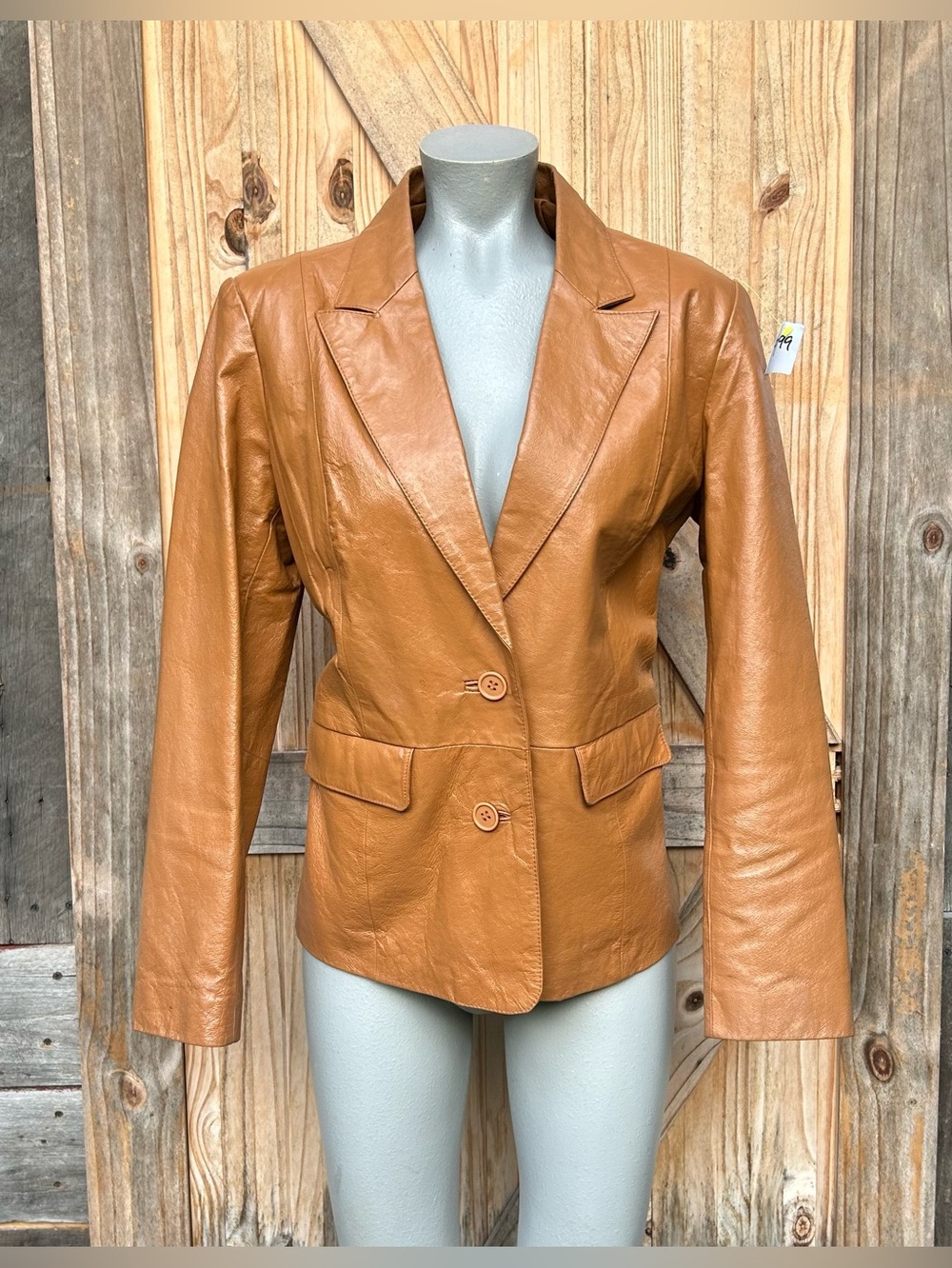 Vintage 90s Bagatelle Camel Tan Genuine Leather Boho Blazer Style Jacket~10~